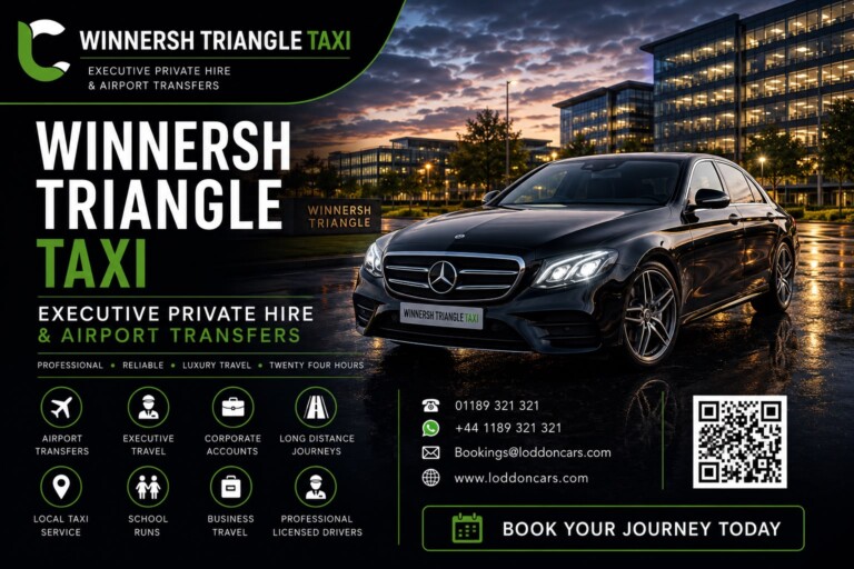 Executive Mercedes taxi outside Winnersh Triangle Business Park providing Winnersh Triangle Taxi service