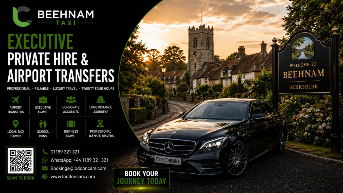 Loddon Cars executive vehicle travelling through Beenham village