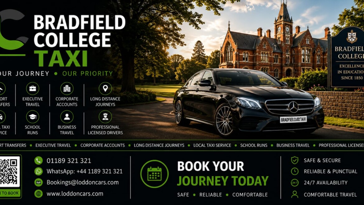 Loddon Cars executive vehicle outside Bradfield College entrance