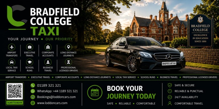 Loddon Cars executive vehicle outside Bradfield College entrance