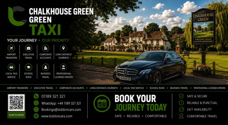 Loddon Cars executive vehicle driving through Chalkhouse Green countryside