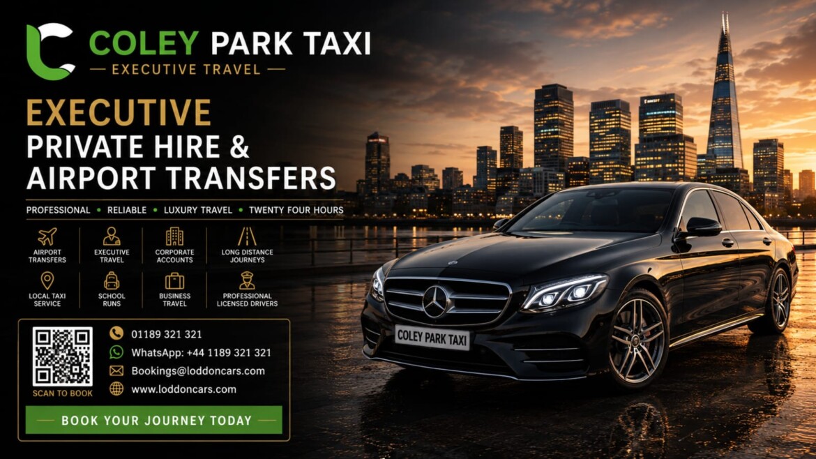 Luxury Loddon Cars vehicle in Coley Park Reading with local neighbourhood surroundings