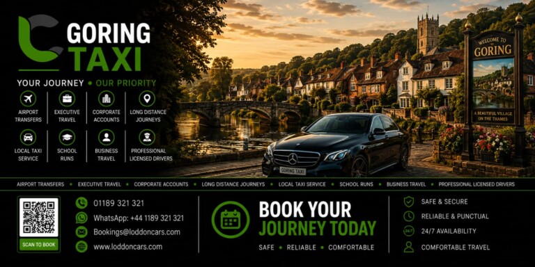 Executive Loddon Cars vehicle beside the River Thames in Goring