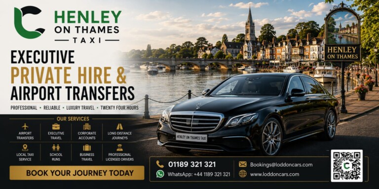 Loddon Cars executive vehicle beside the River Thames in Henley-on-Thames