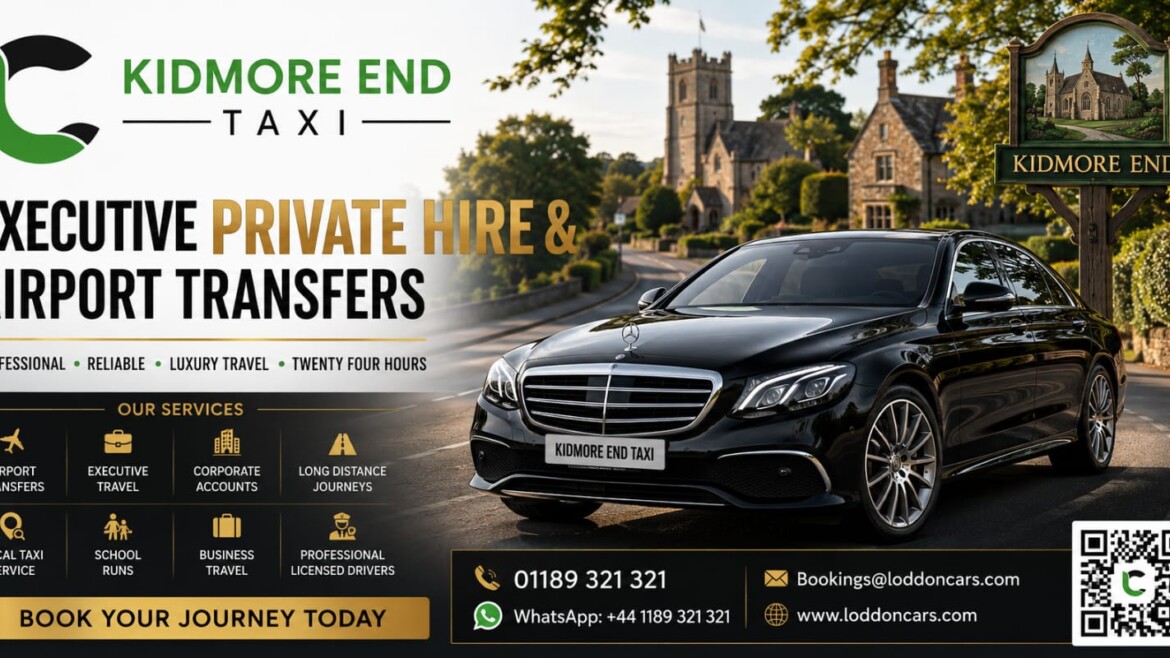 Loddon Cars executive vehicle travelling through Kidmore End countryside