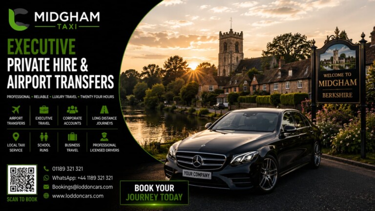 Loddon Cars executive vehicle outside Midgham Railway Station