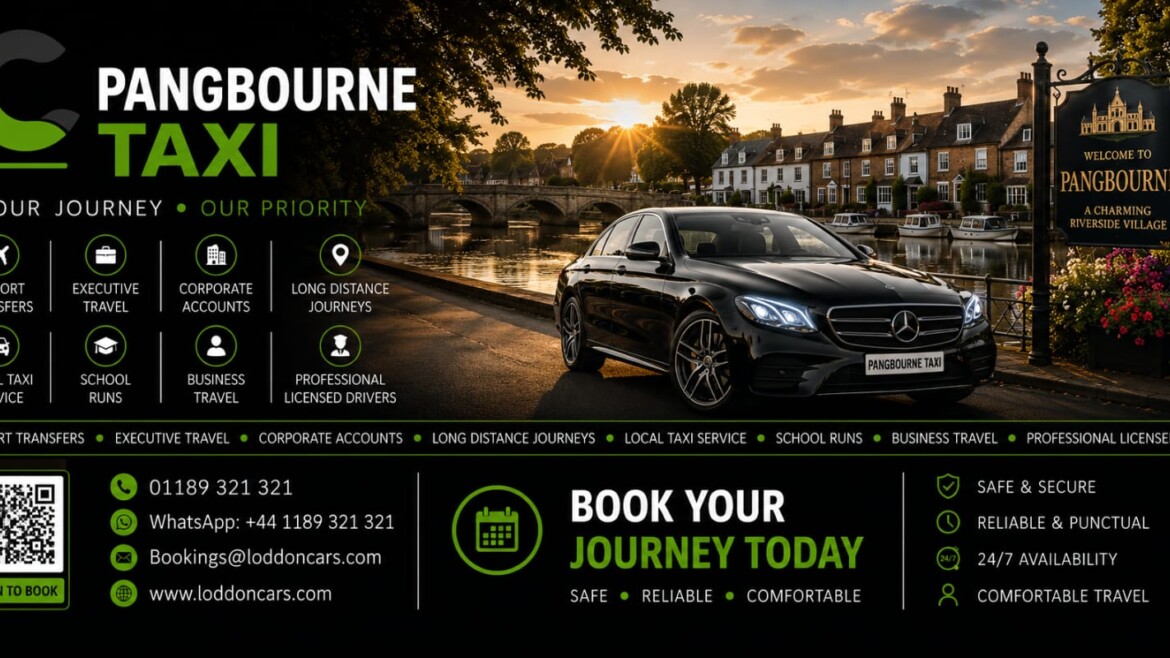 Loddon Cars executive vehicle near Pangbourne village and River Thames