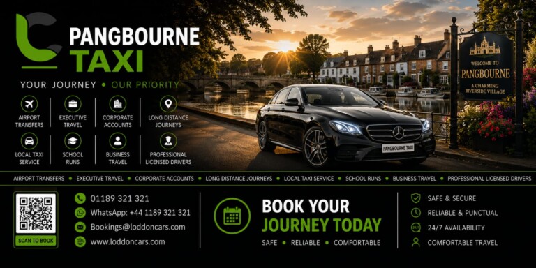 Loddon Cars executive vehicle near Pangbourne village and River Thames