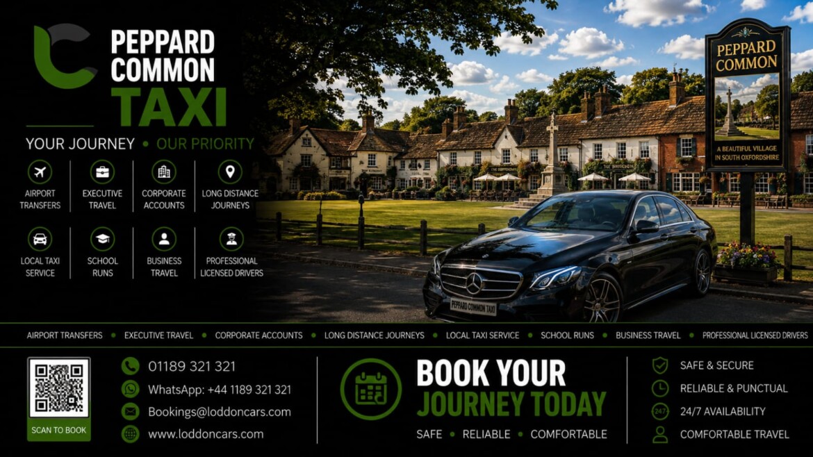 Loddon Cars executive vehicle travelling through Peppard Common countryside