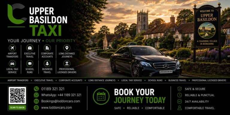 Loddon Cars executive vehicle near Upper Basildon countryside