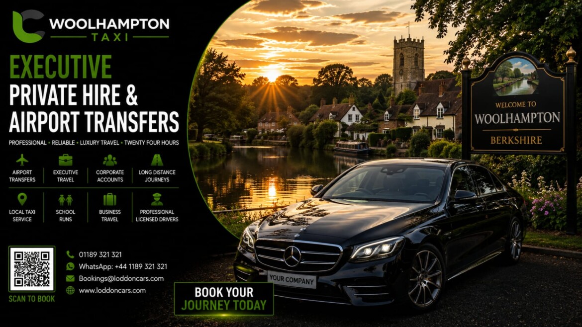Loddon Cars executive vehicle beside the Kennet and Avon Canal in Woolhampton
