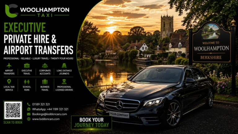 Loddon Cars executive vehicle beside the Kennet and Avon Canal in Woolhampton